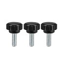 uxcell クランプつまみ ローレットクランプノブ ブラック シルバートーン ベークライト 金属 おねじ M6x15mm 3個入り