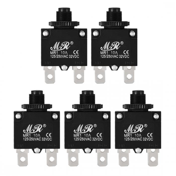 uxcell 5Pcs Thermal Overload Protector AC 125/250V 10A Push Button Reset Circuit Breaker