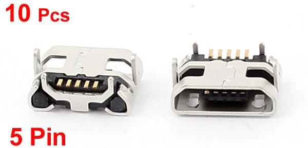 uxcell マイクロB USB PCBマウント 5ピン メス SMT コネクタ データポート 10個