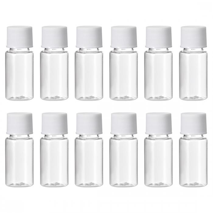 uxcell プラスチックラボ化学試ボトル サンプルシーリング液体貯蔵容器 10ml 大きい口 透明 12個入り