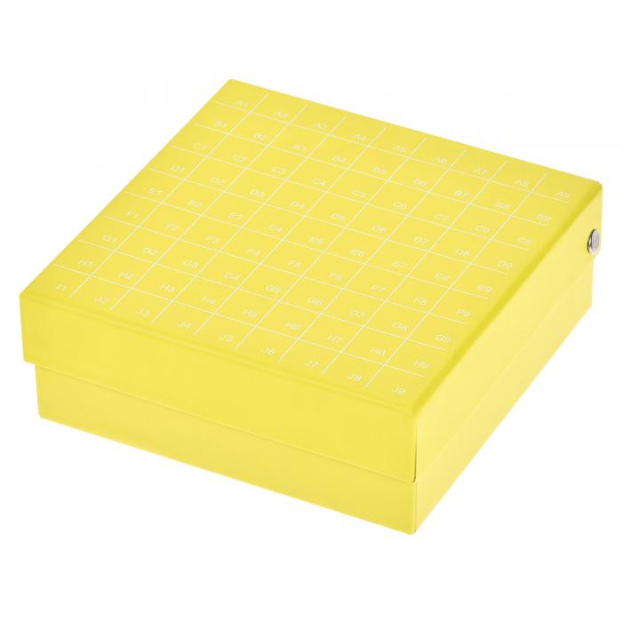 uxcell 遠心チューブラック 防水厚紙製 イエロー マイクロ遠心管冷凍庫収納ボックス 科学実験液体容器箱 81ウェルポジション 1.8ml/2ml