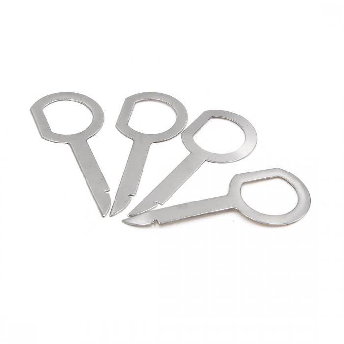 uxcell カーオーディオ除去工具 カー オーディオリモート キー 解体 取り外し ひねりツール アウディに対応 銀色調 4本入り