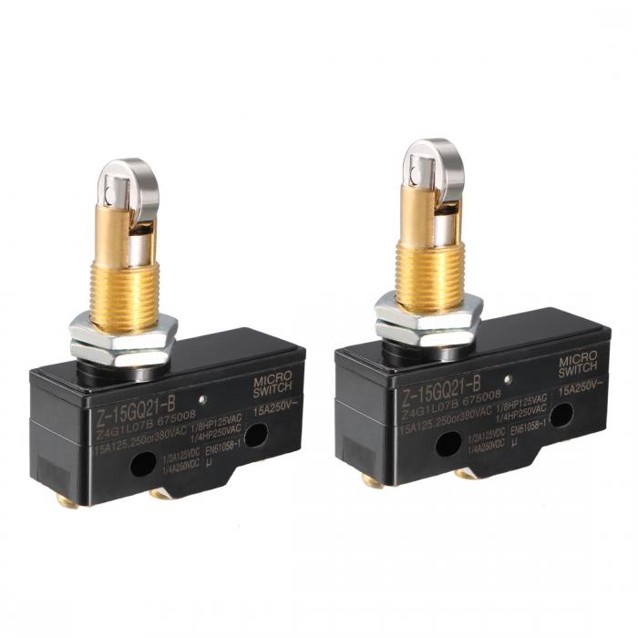 uxcell マイクロスイッチ パネルマウントローラー Z-15GQ21-B 1NO + 1NC 2個入り