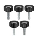 uxcell クランプノブ ローレットノブ 旋盤フィッティング スクリューオンタイプ M4 x 15mm 5個入り