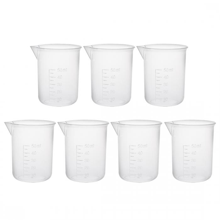 uxcell 計量カップ ビーカー ラボ用 透明 PP プラスチック 目盛り付のビーカー 50ml 7個入り