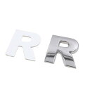 uxcell カーステッカー 銀色調 金属製 R 文字の形状 アルファベット ステッカー エンブレム バッジ デカール 自動車用