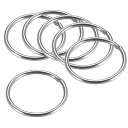 uxcell 溶接Oリング 丸型Oリング ストラップ付き 40 x 3 mm ステンレススチール DIY装飾 工芸品 吊り下げ物用 シルバートーン 6個