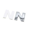 uxcell カーステッカー 銀色調 金属製 N 文字の形状 アルファベット ステッカー エンブレム バッジ デカール 自動車用