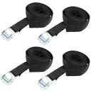 uxcell カムバックル タイダウンラッシングストラップ ポリプロピレン 移動貨物用 1.5Mx25mm 80Kg ブラック 4個入り