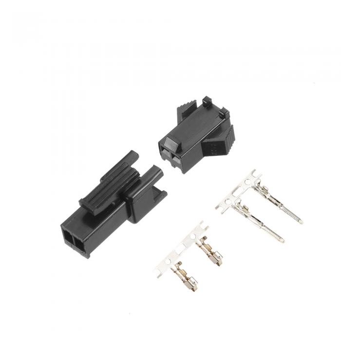 uxcell 100 Pairs 2.54mm 2 Pin Black Plastic Male Female JST-SM Housing Crimp Terminal Connector