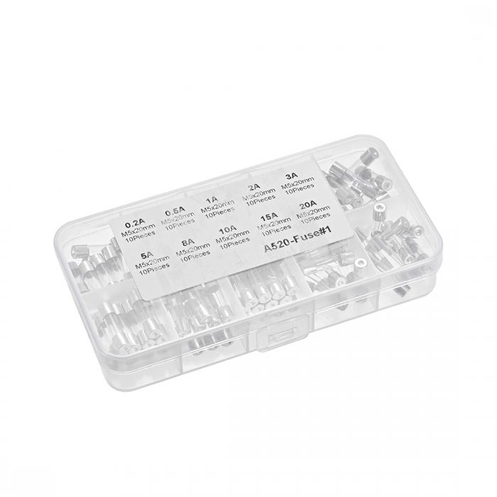 uxcell ガラスヒューズ 250V ヒューズキット 10種ファストブローガラスカートリッジヒューズチューブ 1セット