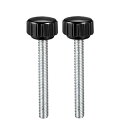 uxcell クランプつまみ ローレットクランプノブ ブラック シルバートーン ベークライト 金属 おねじ M5x40mm 2個入り
