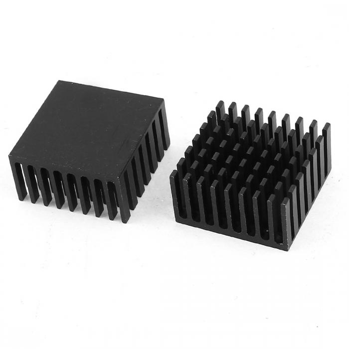 uxcell ヒートシンク アルミニウム ブラック 2個入 28mmx28mmx15mm