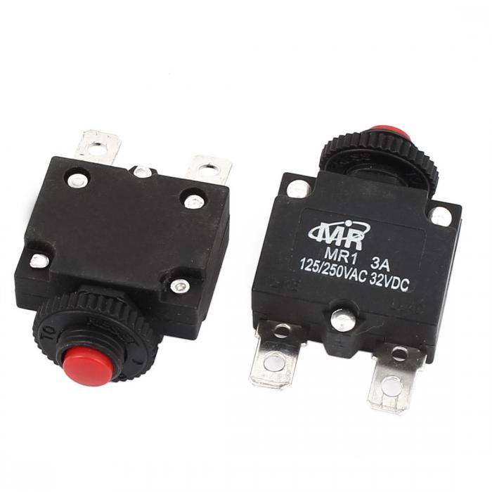 uxcell サーキットブレーカ 回路遮断器 過負荷保護 ハードリセットボタン AC 125V/250V 3A NC 2個入り