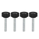 uxcell ローレットノブ クランプノブ ノブグリップ M4x30mmオスねじ 炭素鋼 4個入り