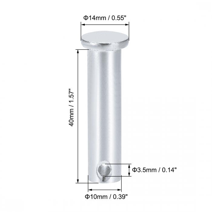 uxcell 単穴クレビスピン?10mm x 40mm?フラットヘッド?亜鉛めっき固体鋼?リンクヒンジピン?6個 3