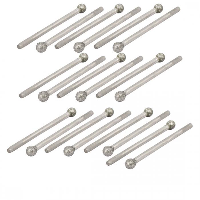 uxcell ルータービット ダイヤモンドマウントポイント ボールヘッド 2.35mmシャンク 4mmヘッド 20個入り