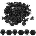 uxcell プラスチックリベット ファスナー プッシュタイプ ブラック 91501-S04-003 50個入