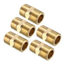 uxcell パイプ継手 六角ニップル アダプター ブラス製 1/2 BSPオスx 1/2 BSPオス 5個入