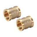 uxcell 黄銅鋳造管継手カップリング 六角ニップルカプラー Gメスねじ ゴールドトーン G1 / 2 x G1 / 2(2個)