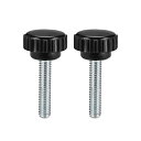 uxcell ローレットノブ クランプねじ クランプつまみ M6x25mmオスねじ 炭素鋼 2個入り
