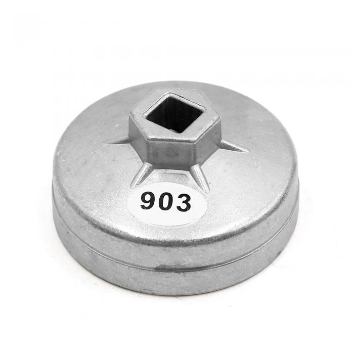 uxcell オイルフィルターレンチ 75mm 内径 カップ型オイルフィルター レンチ オイルエレメントレンチ 14面 ユニバーサル メタル シルバートーン 1個入り