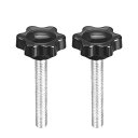 uxcell クランプハンドルノブ ブラック 機械ラチェット用 プラスチック 金属 M6 x 40mmオスねじ 2個入り