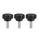 uxcell クランプノブ ローレットノブ 旋盤フィッティング スクリューオンタイプ M5 x 15mm 3個入り