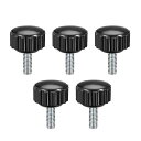 uxcell クランプノブ ローレットノブ 旋盤フィッティング ヘッド直径16mm M4 x 10mm 5個入り
