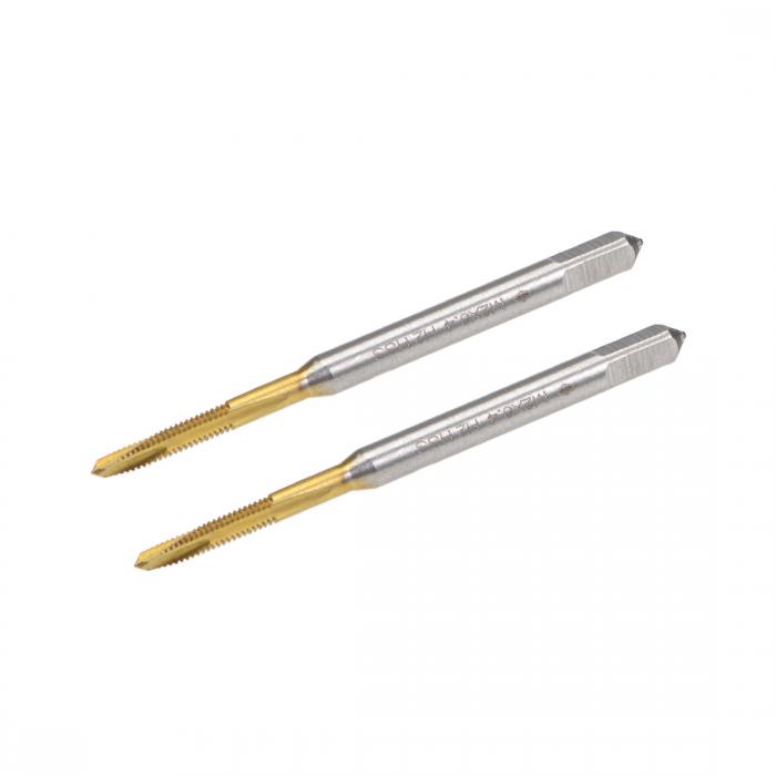 uxcell マシンタップ HSS製タップ チタニウムプレート M2スレッド 0.4ピッチ 3フルート 2個入