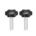 uxcell クランプつまみ ノブグリップ クランプねじノブ M10 x 50mm プラスチック メタル 2個入り