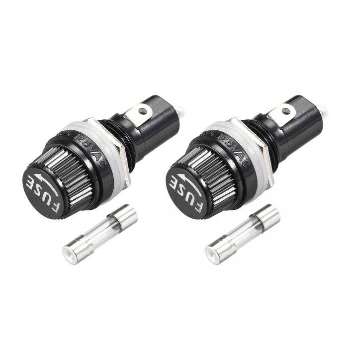 uxcell スクリューキャップパネルマウントヒューズホルダー 5 x 20 mm セラミックヒューズ付き AC 125V / 15A 250V / 10A 2...