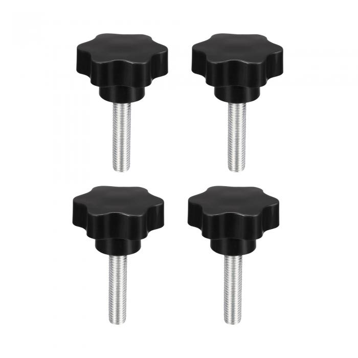 uxcell Clamping Screw Knob , 48mm Dia Plum Hex Shaped Grips Star Knob M10 ~ 45mm Male Thread , 4pcs