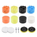 uxcell 車フォームドリル研磨パッドキット 80mm 8個フラット 8個ウェーブスポンジパッド 2個ウールパッド 2個フックとループのバッキングパッド M1...