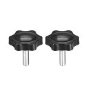 uxcell クランプハンドルノブ ブラック 機械ラチェット用 プラスチック 金属 M6 x 20mmオスねじ 2個入り