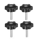 uxcell クランプハンドルノブ ブラック 機械ラチェット用 プラスチック 金属 M5 x 25mmオスねじ 4個入り