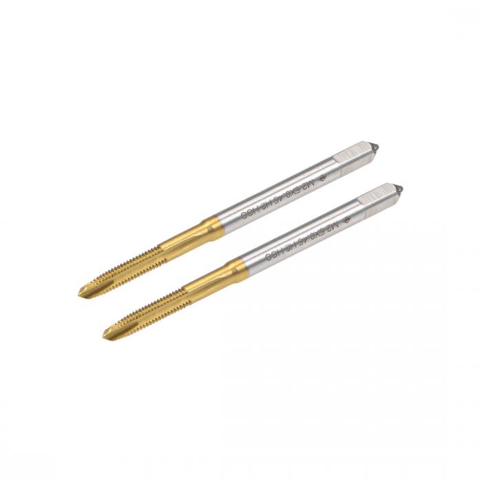 uxcell マシンタップ HSS製タップ チタニウムプレート M2.5スレッド 0.45ピッチ 3フルート 2個入