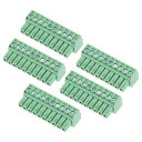 uxcell PCBターミナルブロック コネクタ グリーン AC300V 8A ピッチ3.5mm 10P フラットアングル ニードルシート プラグイン 5個入り