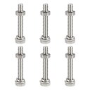 uxcell 六角ボルト ナット 六角頭ねじ フラット&ロックワッシャーキット 304ステンレス鋼 完全六角ボルトスレッド M6 x 40 mm 6セット