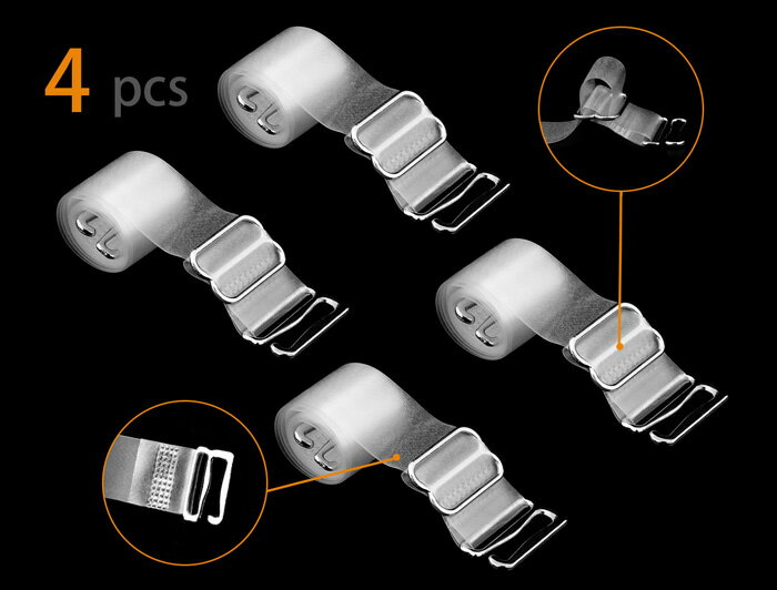 uxcell ブラストラップ 4本セット 幅10mm 半透明 ブラジャーストラップ 透明 ブラ ストラップ ブラジャー 肩ひも 小物 レディース