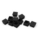 uxcell チューブインサート カバーキャッププラグ ブランキングエンドキャップ 正方形の形 プラスチック ブラック 20mm x 20mm 10個
