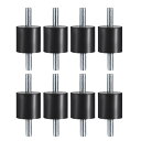 uxcell ラバーマウント M8 x 23mm 30 x 30mm 金属 ゴム ブラック シルバートーン 8個入り