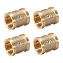 uxcell 黄銅鋳造管継手カップリング 六角ニップルカプラー Gメスねじ ゴールドトーン G1 / 2 x G1 / 2(4個)