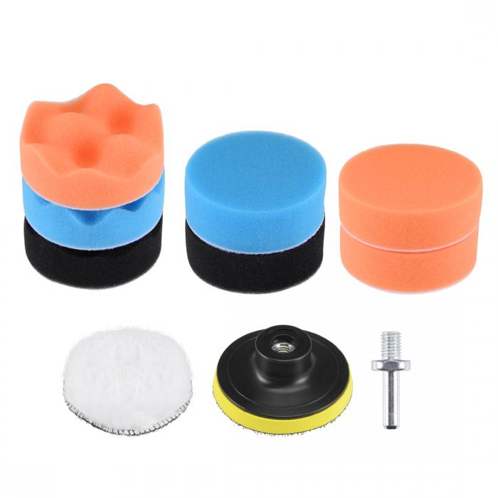 uxcell 車フォームドリル研磨パッドキット 80mm 4個フラット 3個ウェーブスポンジパッド 1個ウールパッド 1個フックとループのバッキングパッド M1...