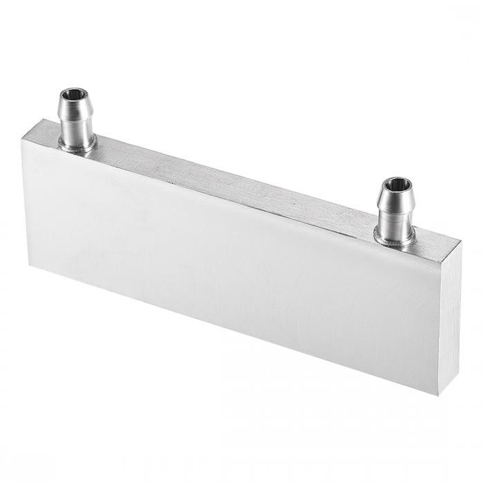 uxcell アルミ水冷ブロック 40x120x12mm ポリッシュヒートシンク 長辺にノズル付き PCコンピュータ用 C..