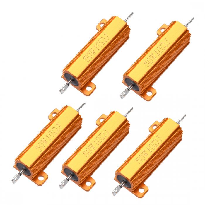 uxcell 50W 10 Ohm 5 Aluminum Housing Resistor Screw Chassis Mounted Aluminum Case Wirewound Resistor Load Resistors Gold Tone 5pcs