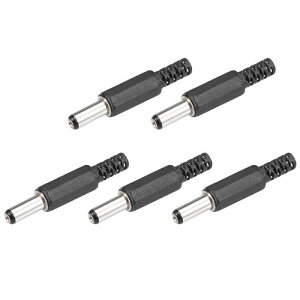 uxcell DC オスパワーコネクター ストレート オス DCパワージャック ハンダ コネクター アダプター 5.5mm x 2.1mm 5個入り