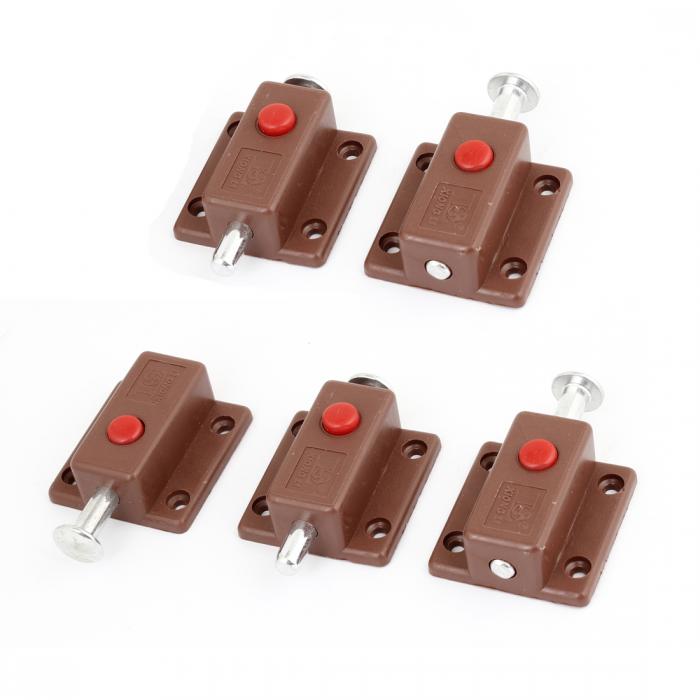 uxcell ホームラッチ 自動ドアボルト 安全ボルト 自動発条ロッドステンレス製 5個 53mm ブラウン シルバートーン