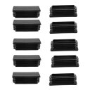 uxcell パイプキャップ 30 x 60mm プラスチック 長方形 リブ パイプ チューブ エンド カバー キャップ 家具 滑空 フロア デスク ソファー プロテクター ブラック 10個入り