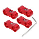 X AUTOHAUX ホースセプレータークランプ 14mmホースセプレータークランプ レッド アダプター レンチつき AN6 4個入(2)